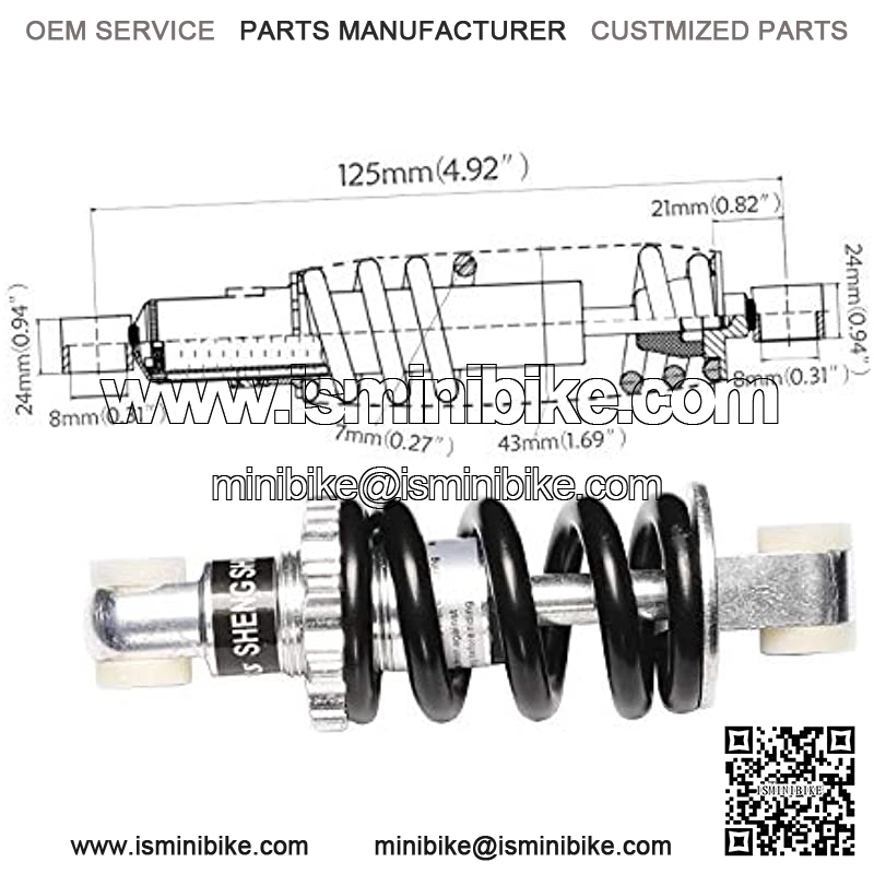 125mm Rear Shock Absorber Suspension 750LBS for E-Bike ATV Scooter Go Kart Bike EA1 EA2 - Image 4