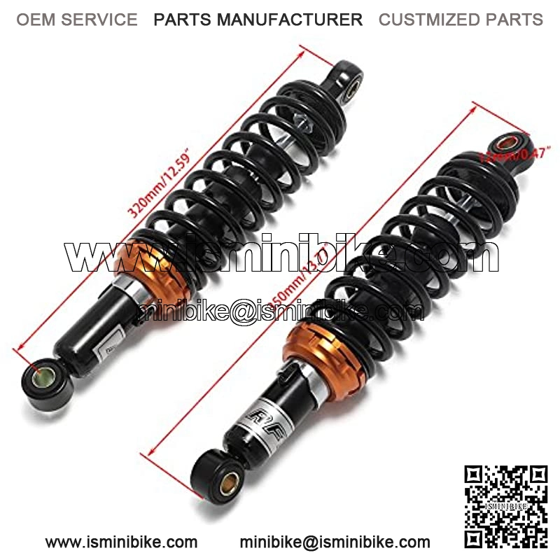 12.5" 320mm Motorcycle Universal Springs Suspension Adjustable Rear Shock Absorbers For Honda Kawasaki Suzuki Yamaha Aprilia Triumph BMW Benelli (Black) - Image 2