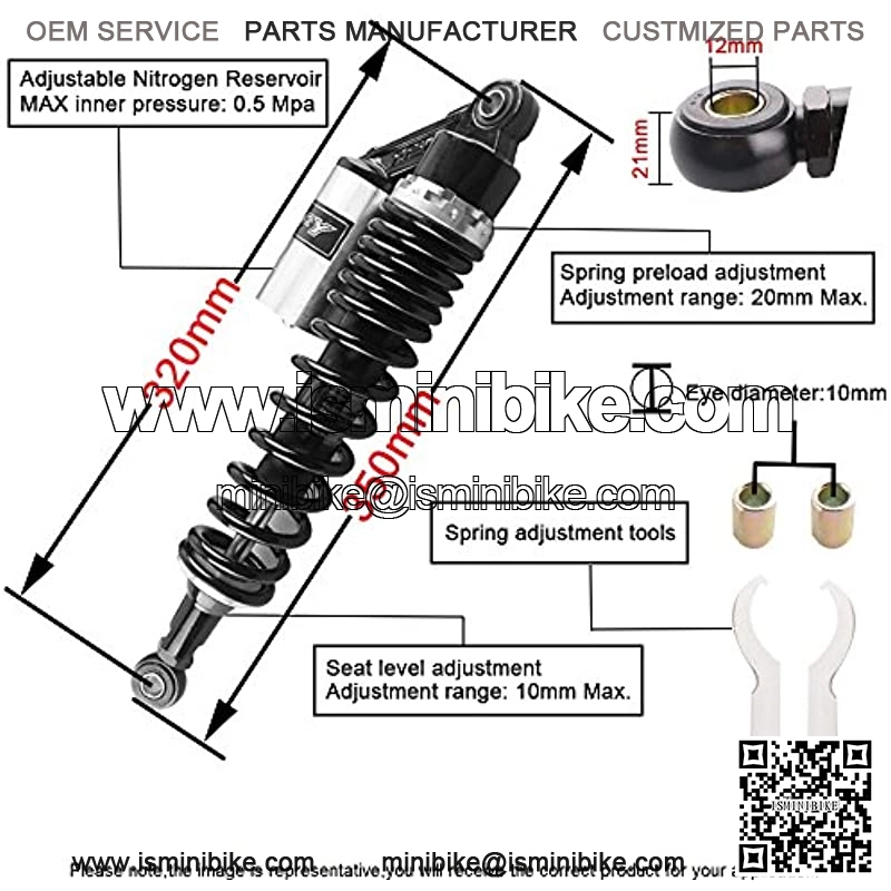 12.5" 320mm A Pair Rear Shocks Absorber Replace Some Honda CX 500 CX 650 Rear Suspension - Image 4