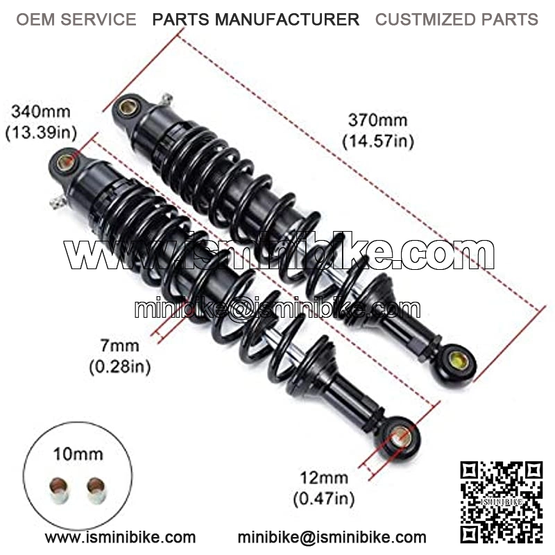 Motorcycle Rear Damper 2pcs 340mm Black Fit for Motorcycle Dirt Street Motor Bike ATV Quad Rear Shock Absorber Rear Suspension Bumper D30 Motorcycle Shock Absorber - Image 4