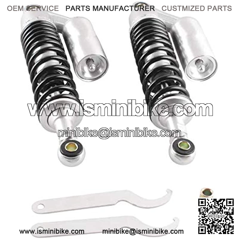 Templehorse 2pcs Adjustable 340mm Motorbike Air Shock Absorbers Universal Fit for Suzuki Yamaha Kawasaki ATV Go Kart Quad Dirt Sport Bikes (SilverBlack, 340MM)