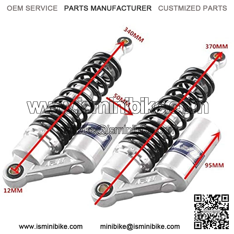 Templehorse 2pcs Adjustable 340mm Motorbike Air Shock Absorbers Universal Fit for Suzuki Yamaha Kawasaki ATV Go Kart Quad Dirt Sport Bikes (SilverBlack, 340MM) - Image 4
