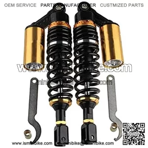 280mm 11" Pair Air Shock Absorbers Clevis Fit Scooter Moped Rear Suspension (BlackGold)