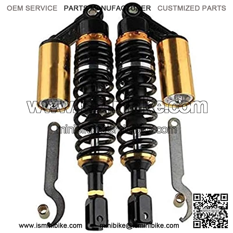280mm 11" Pair Air Shock Absorbers Clevis Fit Scooter Moped Rear Suspension (BlackGold)