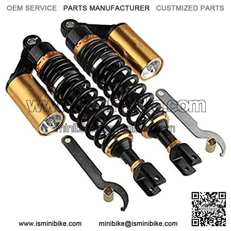 280mm 11" Pair Air Shock Absorbers Clevis Fit Scooter Moped Rear Suspension (BlackGold) - Image 3