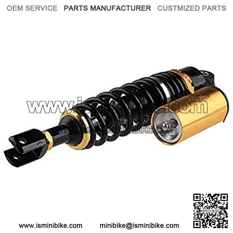 280mm 11" Pair Air Shock Absorbers Clevis Fit Scooter Moped Rear Suspension (BlackGold) - Image 4