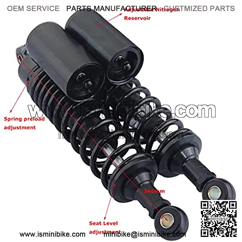 Pair 340mm Universal Motorcycle Rear Air Shock Absorbers for all ATV Go Kart Quad Dirt Sport Bikes-black - Image 2