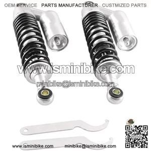 320mm A Pair Motorcycle Air Shock Absorbers Universal Fit For Suzuki Yamaha Kawasaki ATV Go Kart Quad Dirt Sport Bikes (Silver Black)