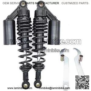 340mm Motorcycle Air Shock Absorbers Universal Fit for Honda Suzuki Yamaha Kawasaki ATV Go Kart Quad Dirt Sport Bikes (Black)