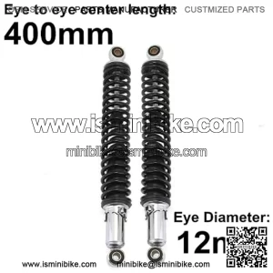 400mm 15.75 inch 7mm Spring Universal Motorcycle Air Shock Absorber Rear Suspension ATV Quad Scooter Dirt Bike For 50cc 75cc 90cc 125cc 150cc 250cc 300cc (Black)