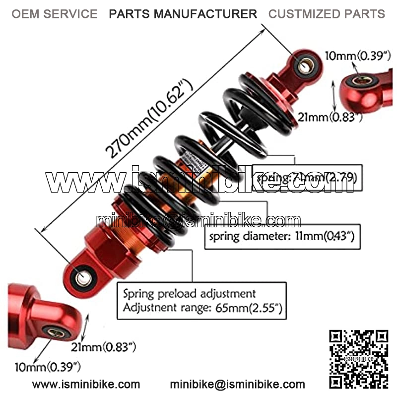 MOTOTPR Motorcycle Rear Shock 270mm 10.6In Absorber Suspension for 50cc 110cc 125cc Dirt Bike - Image 2