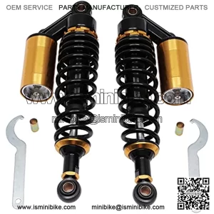 320mm Universal Motorcycle Rear Air Shock Absorbers Adjustable Rear Shock For Honda Kawasaki Suzuki Yamaha Go Kart dirt Scooters Street Sport Bike 12.6" Black Gold 2pc