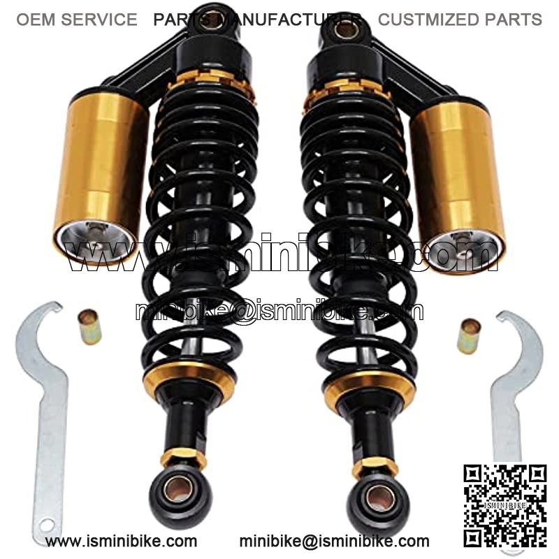 320mm Universal Motorcycle Rear Air Shock Absorbers Adjustable Rear Shock For Honda Kawasaki Suzuki Yamaha Go Kart dirt Scooters Street Sport Bike 12.6" Black Gold 2pc