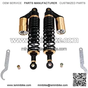 320mm A Pair Motorcycle Air Shock Absorbers Universal Fit For Suzuki Yamaha Kawasaki ATV Go Kart Quad Dirt Sport Bikes (Black & Gold)