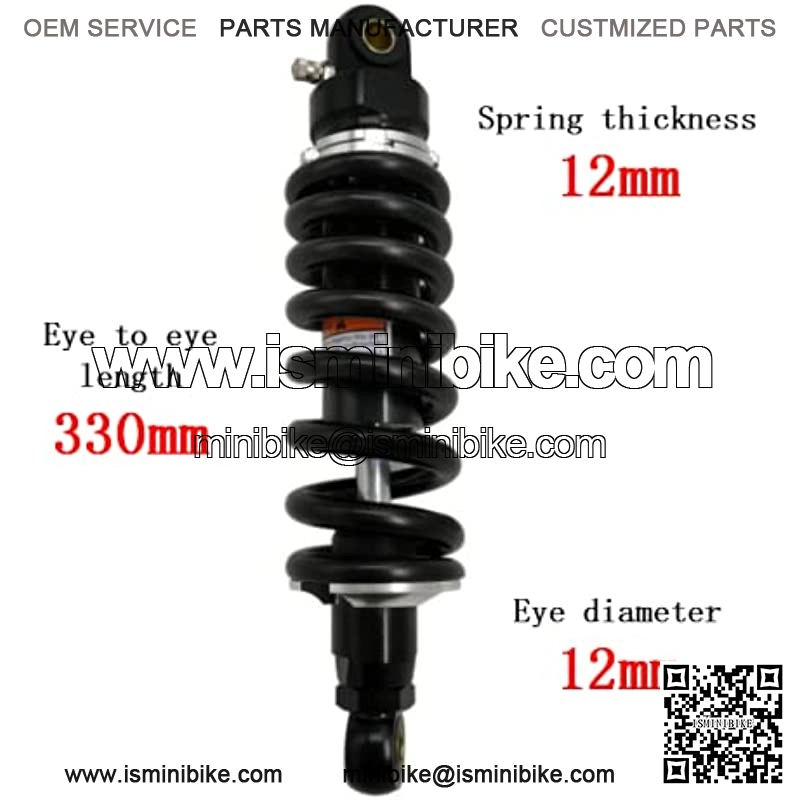 330mm 13 inch 12mm Spring Universal Motorbike Air Shock Absorber Rear Suspension ATV Quad Scooter Dirt Bike For 50cc 75cc 90cc 125cc 150cc 250cc 300cc