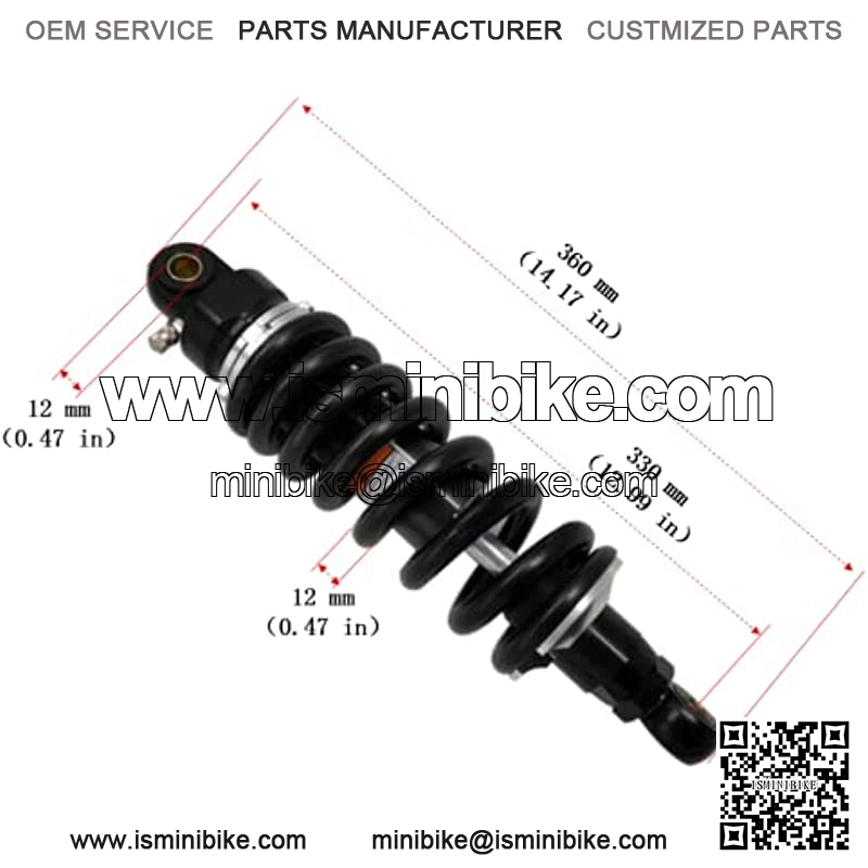 330mm 13 inch 12mm Spring Universal Motorbike Air Shock Absorber Rear Suspension ATV Quad Scooter Dirt Bike For 50cc 75cc 90cc 125cc 150cc 250cc 300cc - Image 2