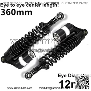 360mm 14.17 inch 8mm Spring Universal Motorcycle Air Shock Absorber Rear Suspension ATV Quad Scooter Dirt Bike For CBR600 CBR400 CB500 YZF XC EXC XCF Black