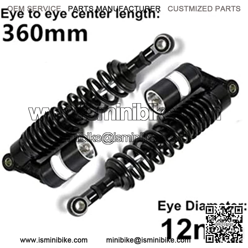 360mm 14.17 inch 8mm Spring Universal Motorcycle Air Shock Absorber Rear Suspension ATV Quad Scooter Dirt Bike For CBR600 CBR400 CB500 YZF XC EXC XCF Black