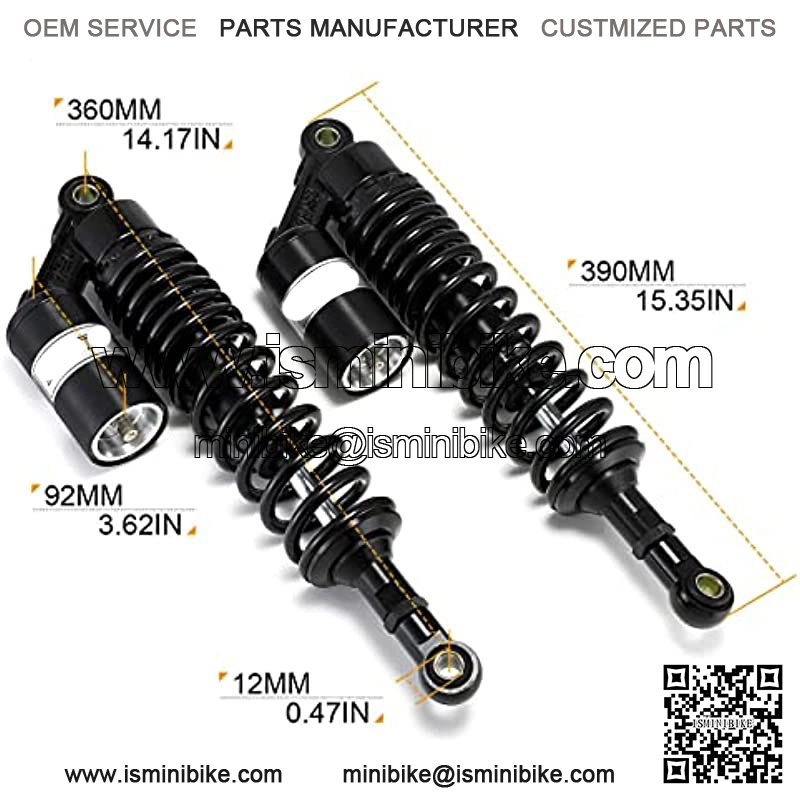 360mm 14.17 inch 8mm Spring Universal Motorcycle Air Shock Absorber Rear Suspension ATV Quad Scooter Dirt Bike For CBR600 CBR400 CB500 YZF XC EXC XCF Black - Image 2