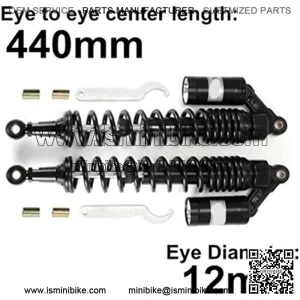 440mm 17.3 inch 8mm Spring Universal Motorcycle Air Shock Absorber Rear Suspension ATV Quad Scooter Dirt Bike For YZF-R1 YZF-R6 YZF-125 XC EXC XCF Black
