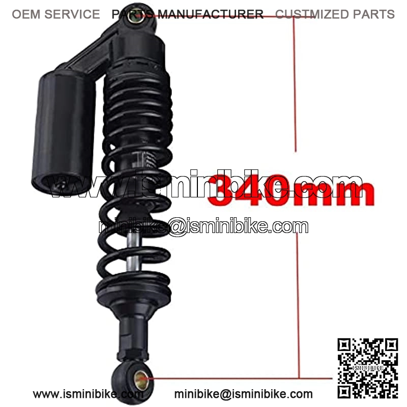 Pair 340mm Universal Motorcycle Air Shock Absorbers Fit For ATV Go Kart Quad Dirt Sport Bikes Black (Black) - Image 3