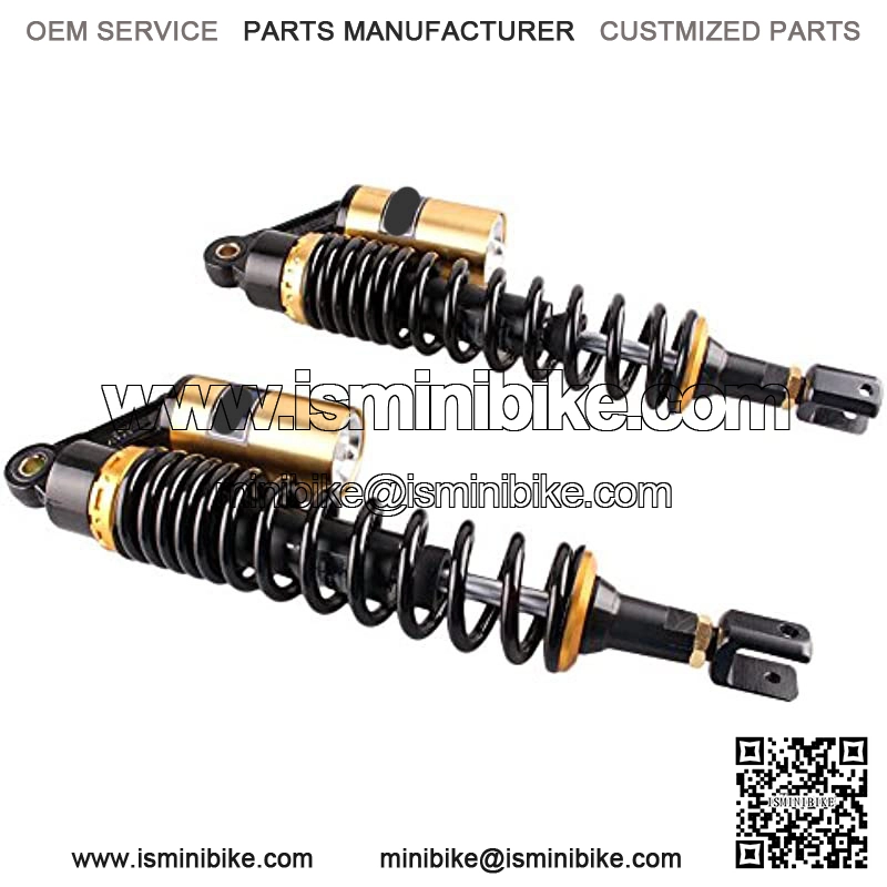 15inch 390mm Pair Motorcycle Shock Absorber Eye to Clevis Rear Suspension Universal For Honda Suzuki Yamaha Kawasaki ATV Go Kart Quad Dirt Sport Bikes Black & Gold (A pair)