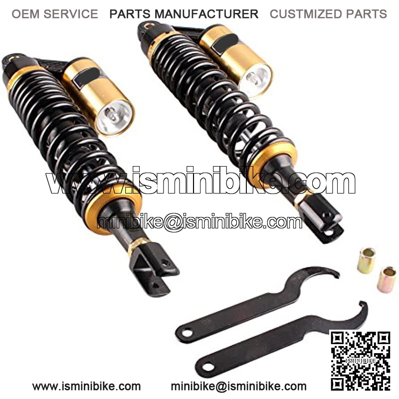 15inch 390mm Pair Motorcycle Shock Absorber Eye to Clevis Rear Suspension Universal For Honda Suzuki Yamaha Kawasaki ATV Go Kart Quad Dirt Sport Bikes Black & Gold (A pair) - Image 3