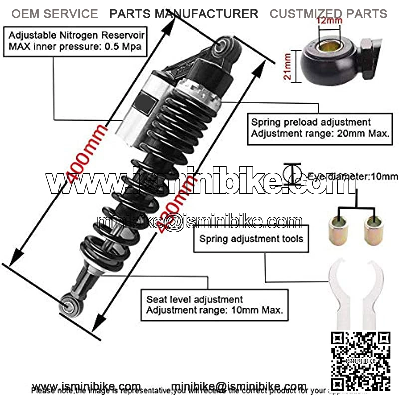 15inch 400mm Pair Motorcycle Shock Absorbers Rear Suspension Universal for Honda Suzuki Yamaha Kawasaki ATV Go Kart Quad Dirt Sport Bikes Blue (A pair) - Image 3