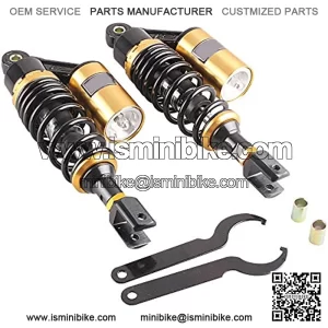 Pair 280mm Motorcycle Air Shock Absorbers Universal Fit for Honda Suzuki Yamaha ATV Go Kart Quad Dirt Sport Bikes Black & Gold Eye to Clevis