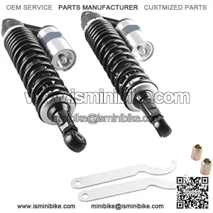 Pair 375mm Motorcycle Air Shock Absorbers Universal Fit for Honda Suzuki Yamaha ATV Go Kart Quad Dirt Sport Bikes Black & Silver