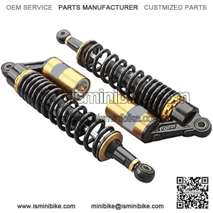 2PC 375mm Motorcycle Air Shock Absorbers Rear Suspension Universal Fits Most 150cc~750cc Street Bikes, Scooters and Moped Quad (ATV) Gold