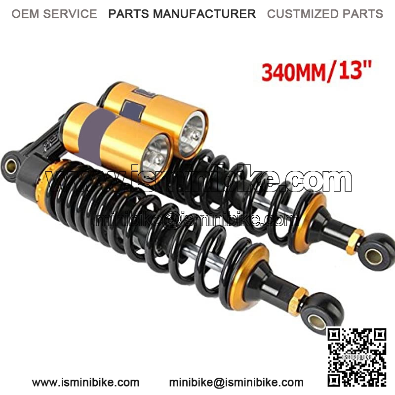 Universal 340mm 13.4" Black and Gold Pair Motorcycle Air Shock Absorbers Fit for Honda Suzuki Yamaha ATV Go Kart Quad Dirt Sport Bikes by Foxstar - Image 2
