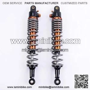 1 Pair Shock Absorbers 410mm 16.1 inches Round Ends Motorcycle Replacement Universal for Scooter Atv Quad Dirt Sport Bike Go Kart Suzuki Yamaha Grey