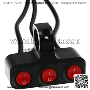 Waterproof 7/8?? Motorcycle Switch, 12V Handlebar Three Control Kill Button Switch, Red Led Illuminated Motorcycle Control Kill Button Switch