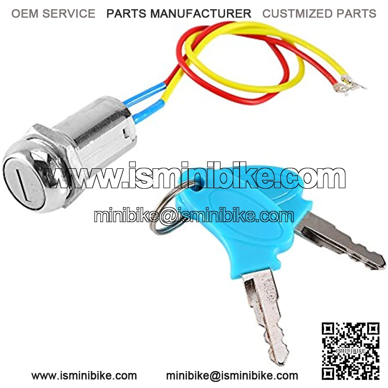 Ignition Switch with Key, 2 Wire Key Ignition Switch Scooter Key Replacement, Universal Locking Keys Lock for Electric Scooter ATV Moped Kart