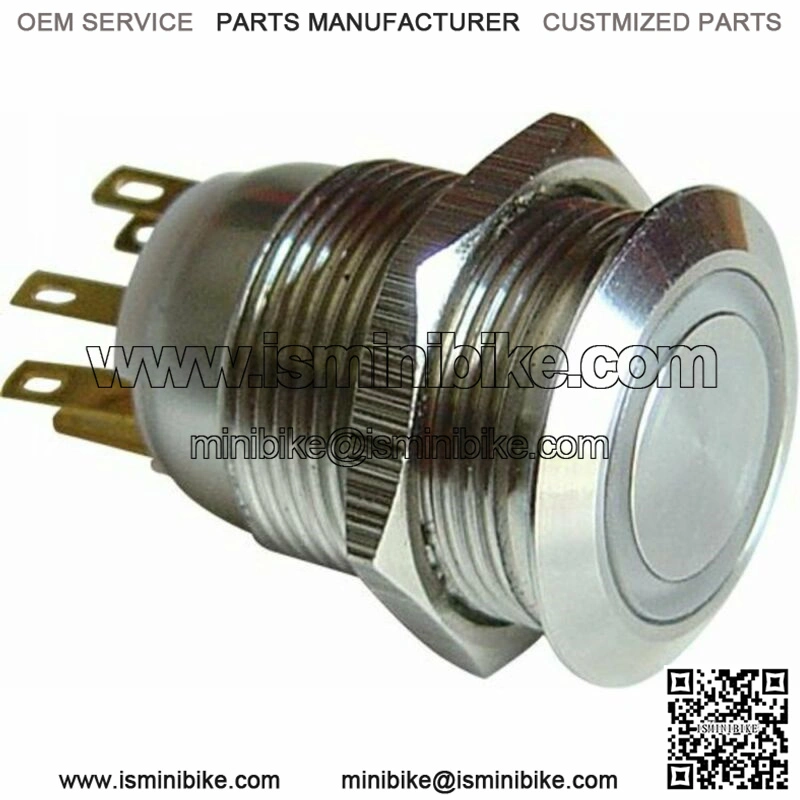 19mm Momentary Billet Button with LED Yellow Ring socal formula mini bike - Image 2