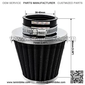 SR1-AF3 38mm Air Filter for GY6 50cc QMB139 Moped Scooter Off Road Motorcycle ATV Quad Wheeler XR50 CRF50 XR CRF 90cc 110cc 125cc Dirt Pit Bike