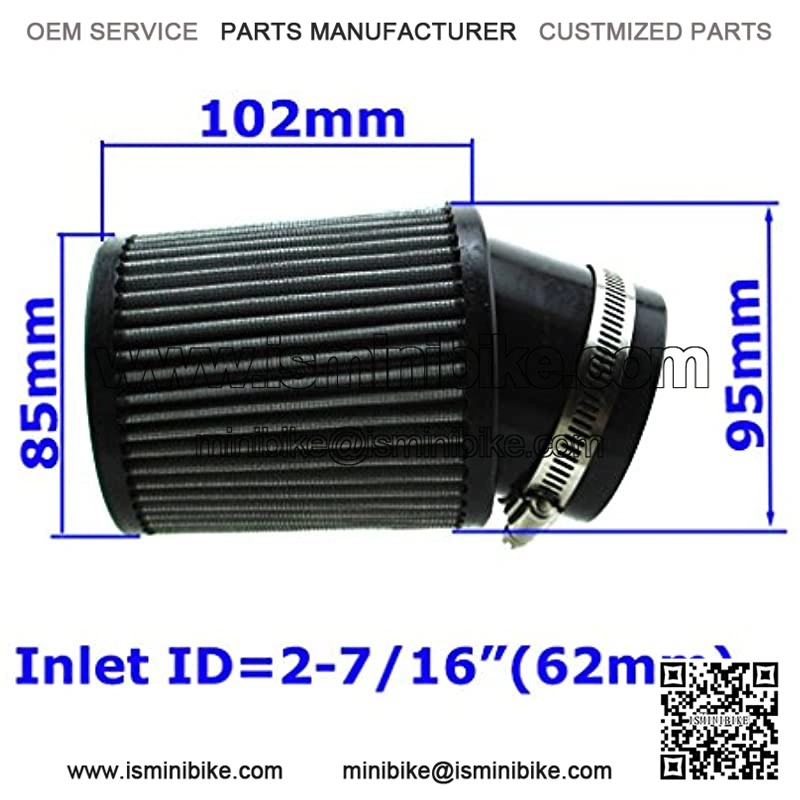2-7/16" ID Air Filter For Raptor Predator 212cc GX160 GX200 Mini Bike Go Kart Clone Engines - Image 2