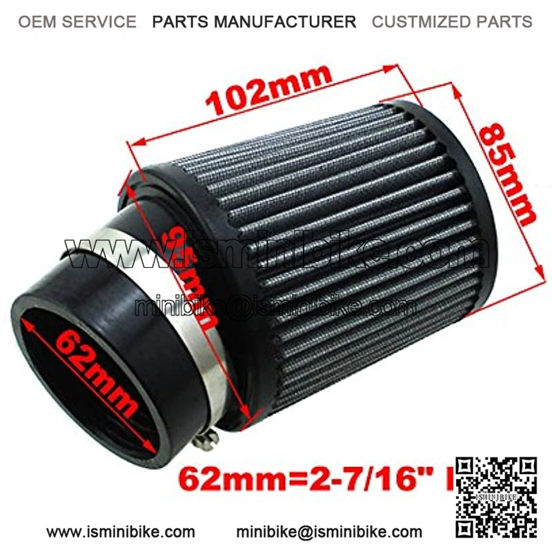 2-7/16" 62mm Inlet Air Filter Cleaner For Predator 212cc 6.5 HP GX160 GX200 Mini Bike Go Kart Cart - Image 2