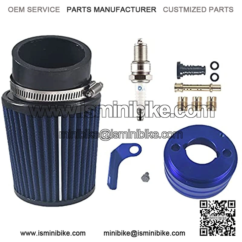Upgraded Air Filter adapter Intake Spark Plug Kit for Predator 212cc Mini Bike Go Kart Blue
