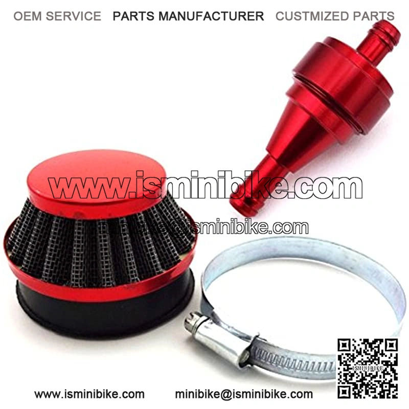 Racing 60mm Air Filter Cleaner + Red CNC Aluminum Fuel Filter For Pocket Bike Mini Moto Dirt Kids - Image 2