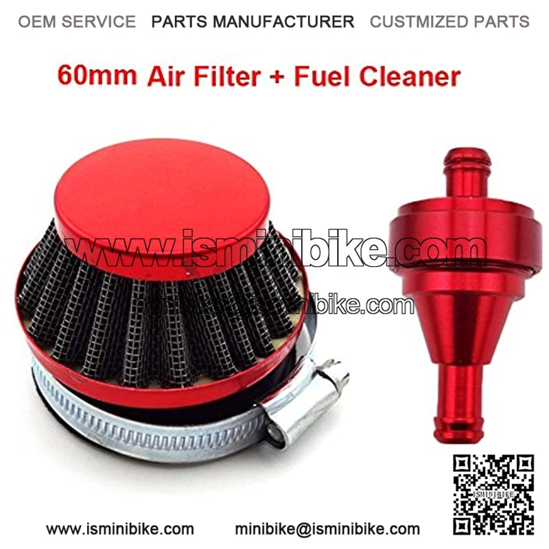 Racing 60mm Air Filter Cleaner + Red CNC Aluminum Fuel Filter For Pocket Bike Mini Moto Dirt Kids - Image 4