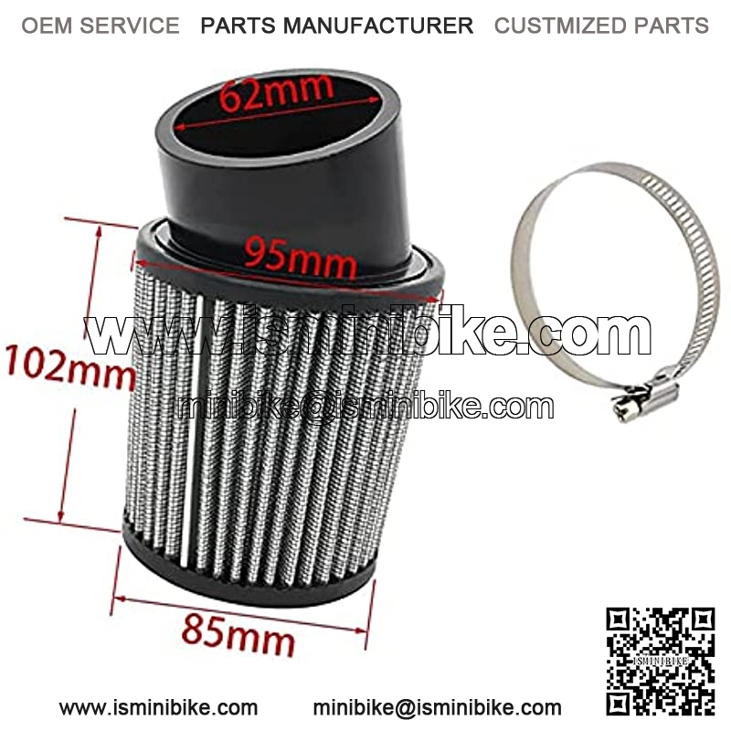 62mm Air Filter Kit 2-7/16" Id Engine Cleaner 420cc High Performance Compatible For Predator 212cc / Clone 196cc Atv Gx160 Gx200 Scooter Quad Go Kart Moped Honda Gx390 Dirt Racing Bike (White) - Image 3