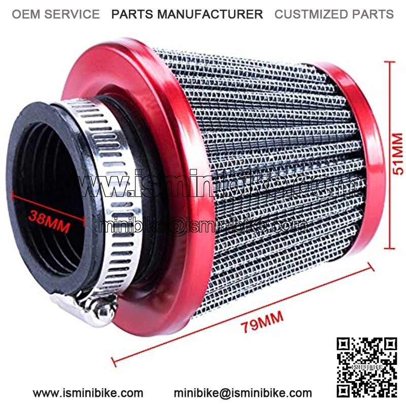 38mm 1.5" Red Air Filter With Two 5mm Gas Fuel Filter For 110cc 150cc 200cc Motorcycle ATV Quad Lifan Apollo 125cc 110cc Dirt Pit Bike GY6 49cc 50cc taotao ATM50 Moped Off Road Scooter - Image 3
