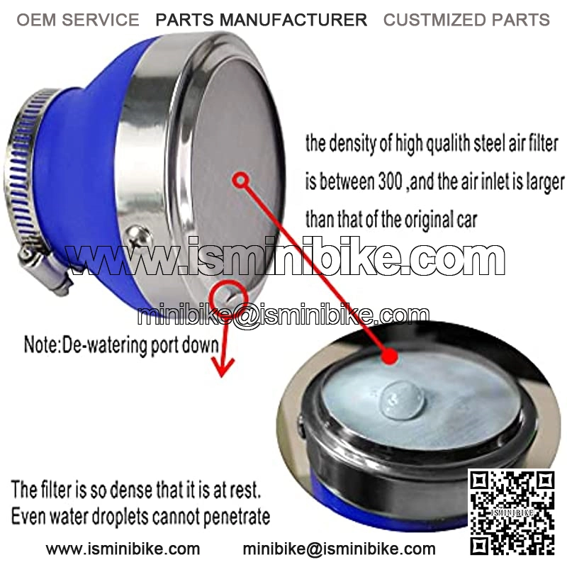 Motorcycle Pod Air Filter Dust Mini Atv Kart 45 48 50mm Quad Go Kart Racing Suitable for Honda Yamaha Ssr Ttr Cross-Country Bike (Blue + Silver) - Image 4