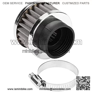 Universal Clamp on 38mm 1.5" Inlet Dia Air Intake Cone Filter Silver Tone 1.5 Inch Air Filter Cold Air Intake Filter Breather Cleaner for Most 90cc-125cc ATV Go Kart Pit Dirt Bike Motorcycle Quad