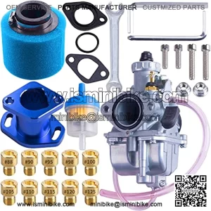 VM22 Racing Performance Mikuni Carburetor Carb Mainfold Intake Pipe Air Filter Fit For Predator 212cc GX160 Honda GX200 CT200U 196cc KT196 Clones Go Kart Mini Bike Race Kart (Blue)