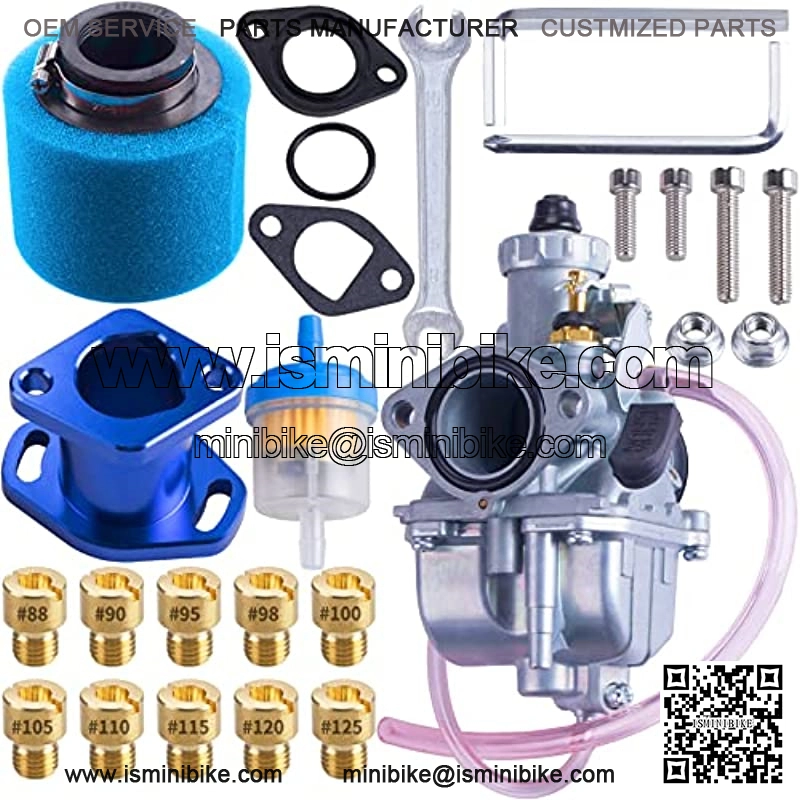 VM22 Racing Performance Mikuni Carburetor Carb Mainfold Intake Pipe Air Filter Fit For Predator 212cc GX160 Honda GX200 CT200U 196cc KT196 Clones Go Kart Mini Bike Race Kart (Blue)