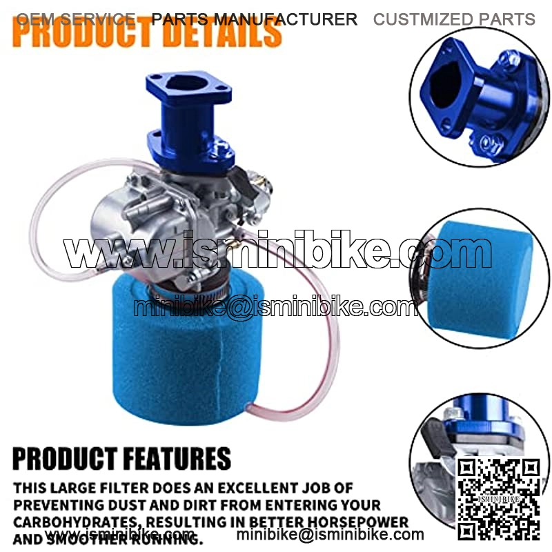 VM22 Racing Performance Mikuni Carburetor Carb Mainfold Intake Pipe Air Filter Fit For Predator 212cc GX160 Honda GX200 CT200U 196cc KT196 Clones Go Kart Mini Bike Race Kart (Blue) - Image 3