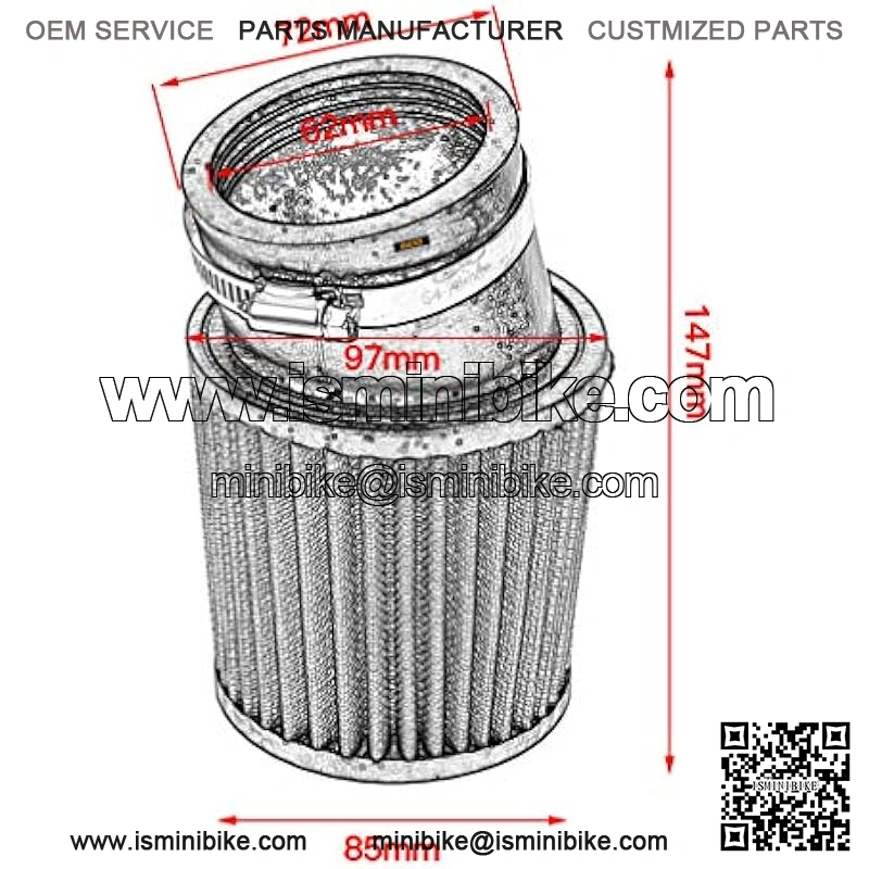 62mm Air Filter Cleaner for Predator 212cc 196cc Hemi 6.5hp GX160 GX200 Clone Engine Coleman CT200U BT200X CT200U-EX KT196 Baja Warrior MB200 Massimo Trailmaster Mini Bike Go Kart Cart Parts - Image 4